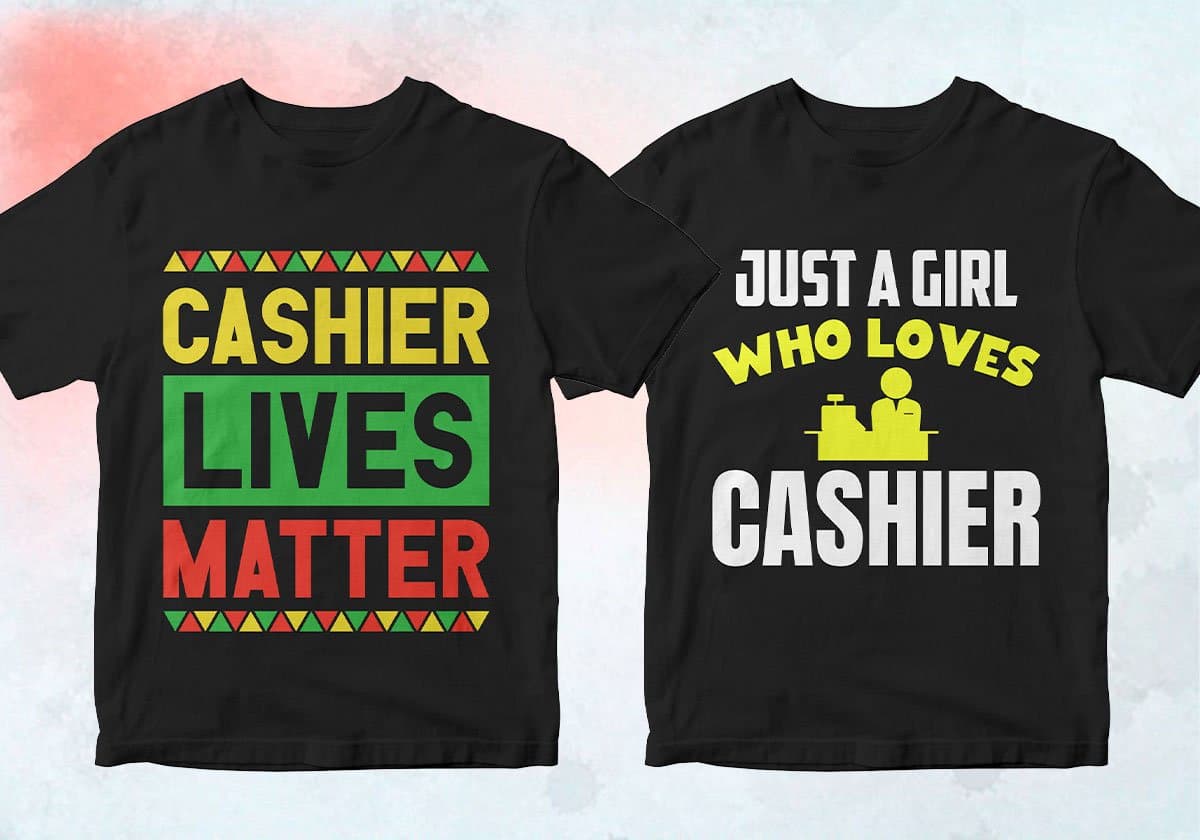 Cashier 25 Editable T-shirt Designs Bundle
