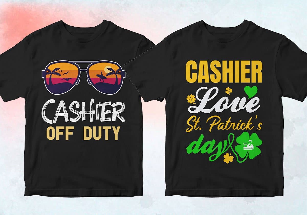 Cashier 25 Editable T-shirt Designs Bundle
