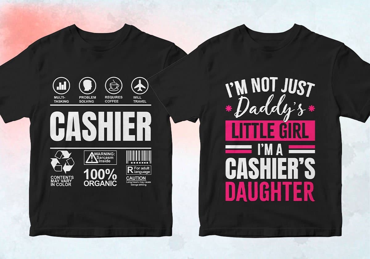 Cashier 25 Editable T-shirt Designs Bundle
