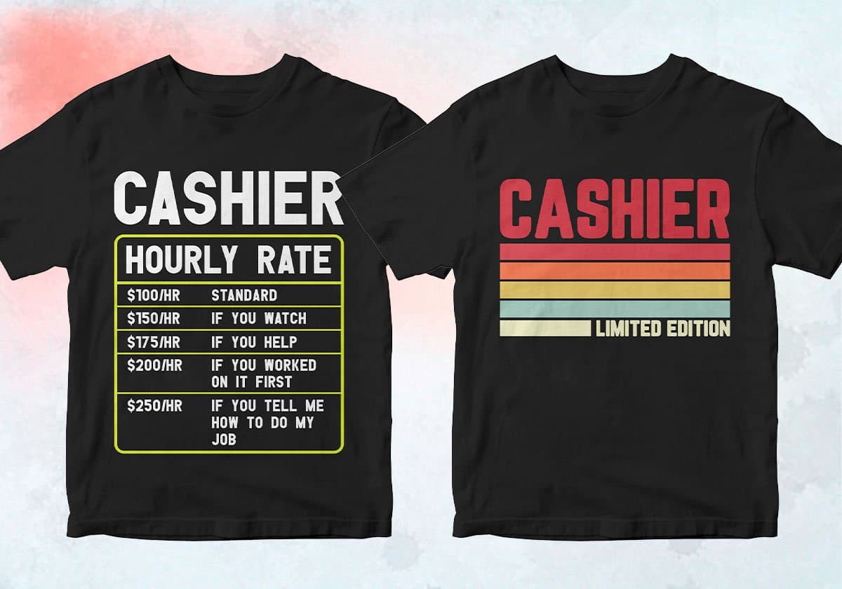 Cashier 25 Editable T-shirt Designs Bundle