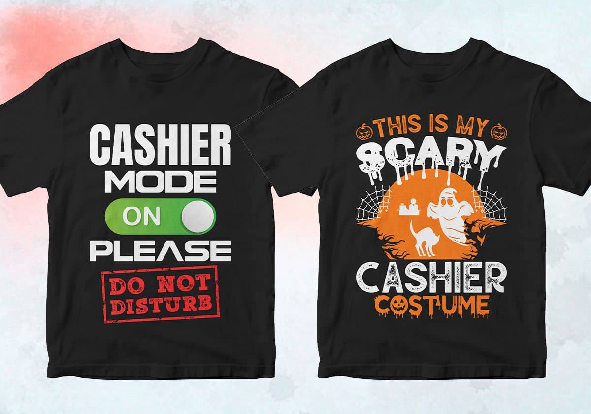 Cashier 25 Editable T-shirt Designs Bundle