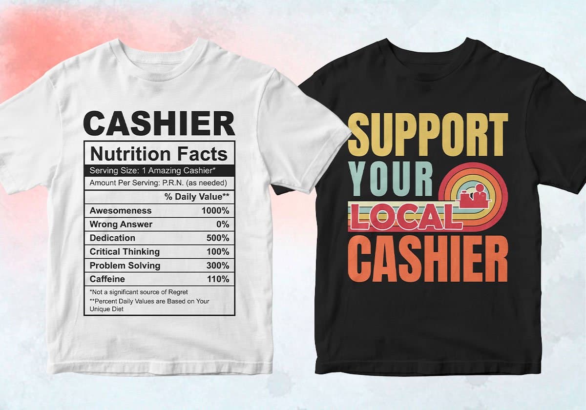 Cashier 25 Editable T-shirt Designs Bundle