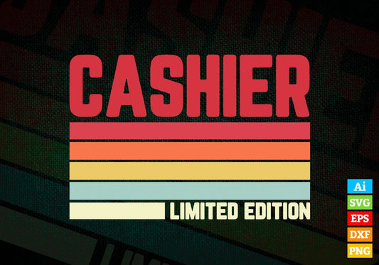 Cashier Limited Edition Editable Vector T-shirt Designs Png Svg Files