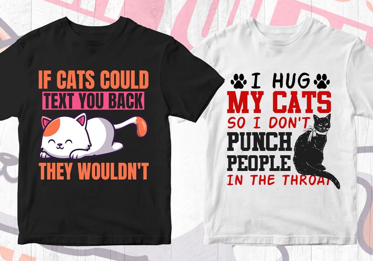 Cat 50 Editable T-Shirt Designs Bundle Part 1