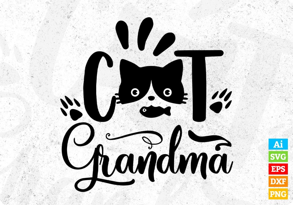 Cat Grandma T shirt Design In Svg Png Cutting Printable Files