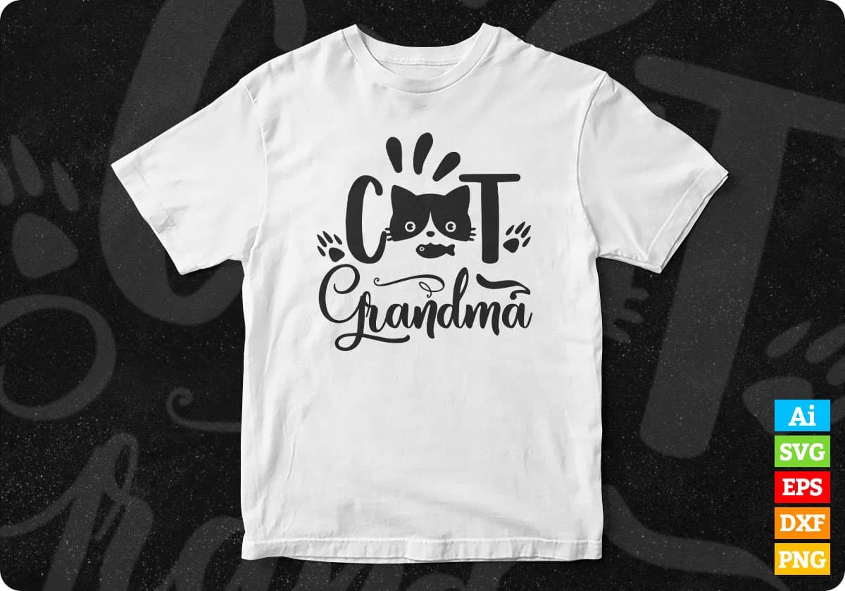 Cat Grandma T shirt Design In Svg Png Cutting Printable Files