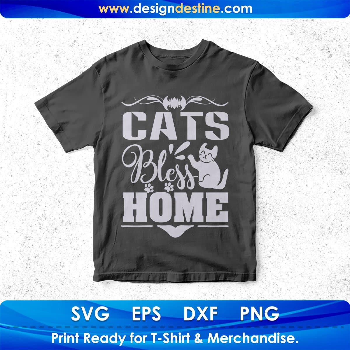 Cats Bless Home Animal T shirt Design In Svg Png Cutting Printable Files