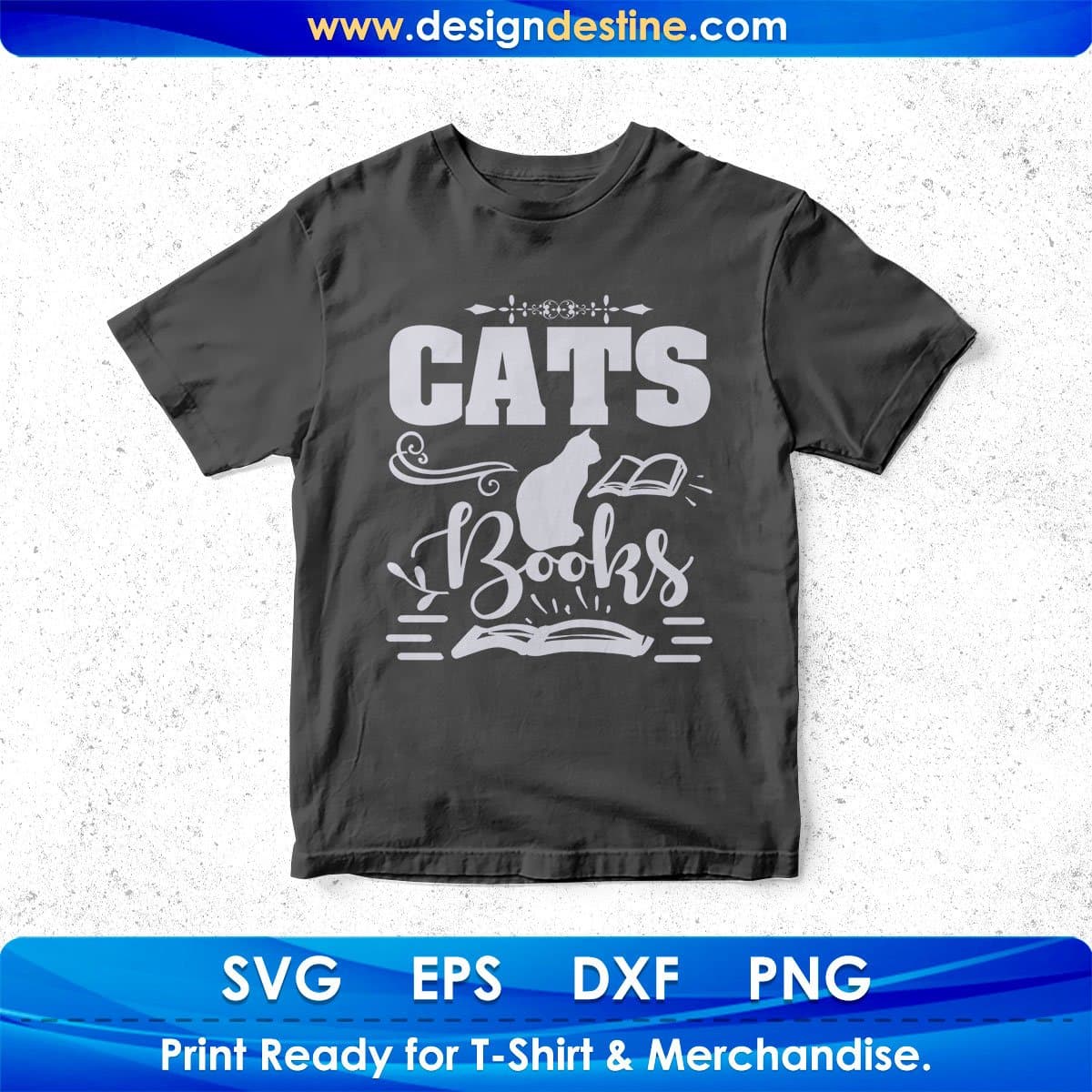 Cats Books Animal T shirt Design In Svg Png Cutting Printable Files