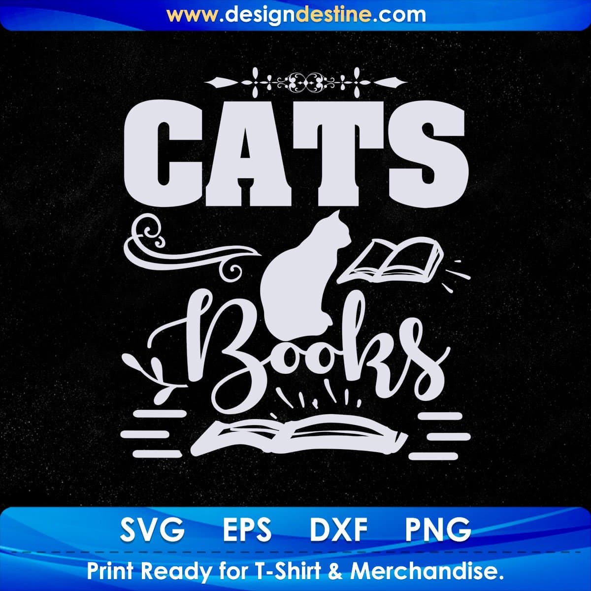 Cats Books Animal T shirt Design In Svg Png Cutting Printable Files