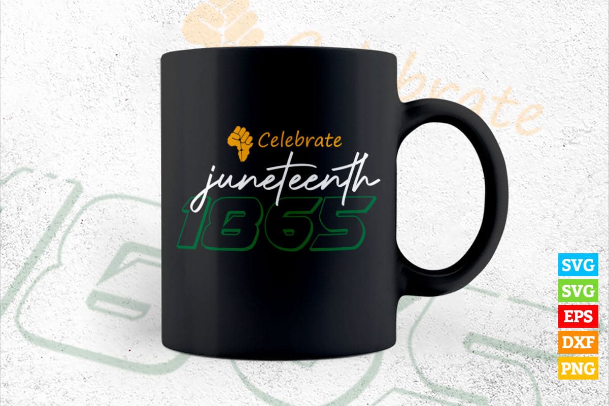 Celebrate Juneteenth 1865 American Black Freedom Vector T shirt Design in Ai Svg Png Cricut Files.