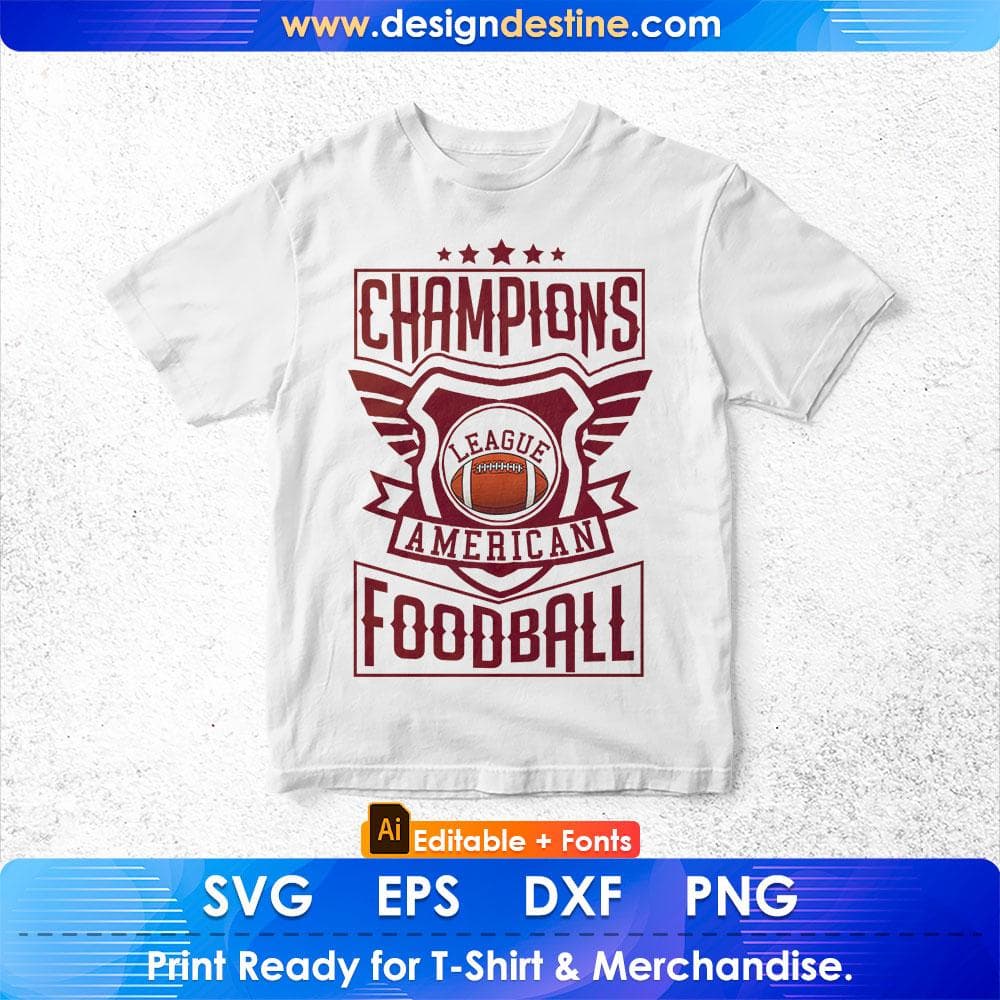 Champions League American Football Editable T shirt Design Svg Cutting Printable Files