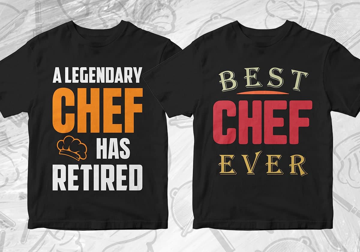 Chef 25 Editable T-shirt Designs Bundle