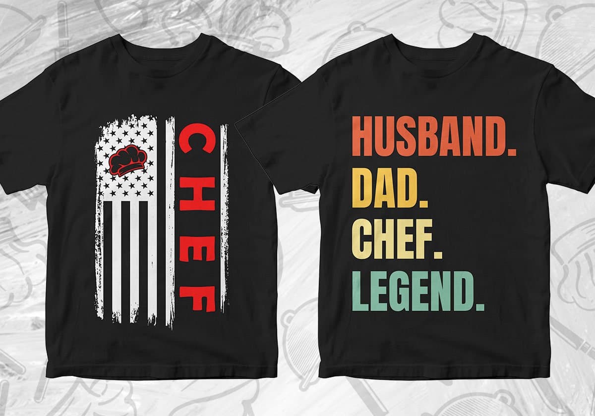 Chef 25 Editable T-shirt Designs Bundle