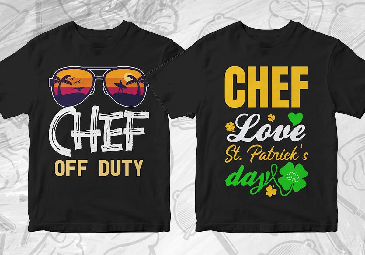 Chef 25 Editable T-shirt Designs Bundle