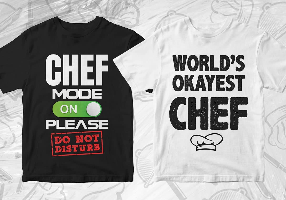 Chef 25 Editable T-shirt Designs Bundle