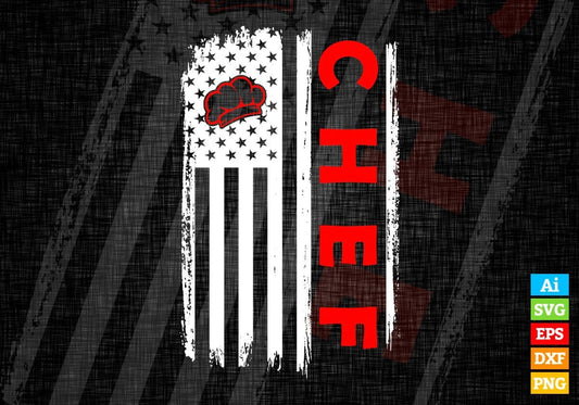 Chef USA Flag Proud Professions Gift Editable Vector T-shirt Design in Ai Svg Files