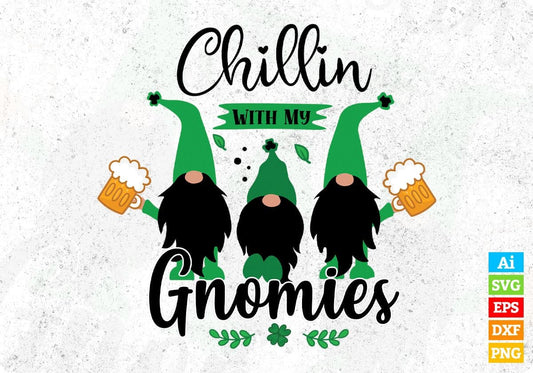 Chillin With My Gnomies St Paretic's Day T shirt Design In Svg Png Cutting Printable Files