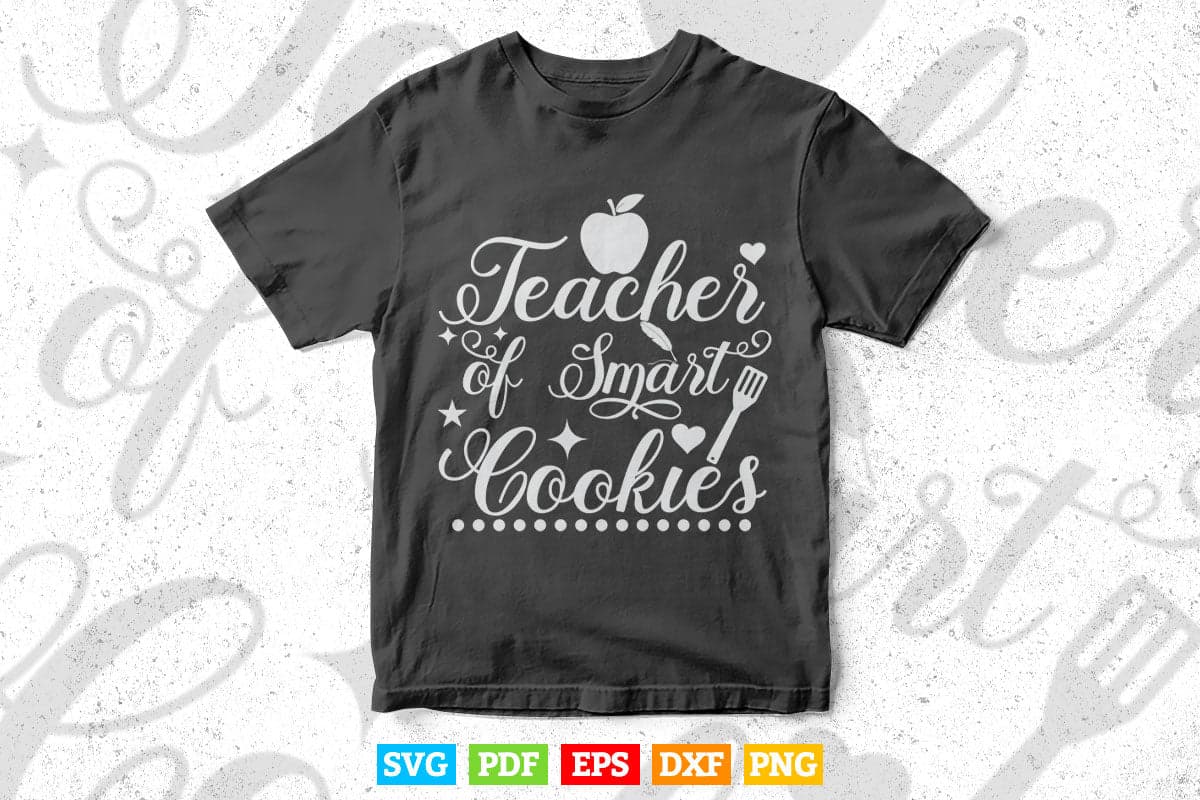 Christmas Teacher of The Smartest Cookies Cute Funny Christmas school Svg T shirt Design.