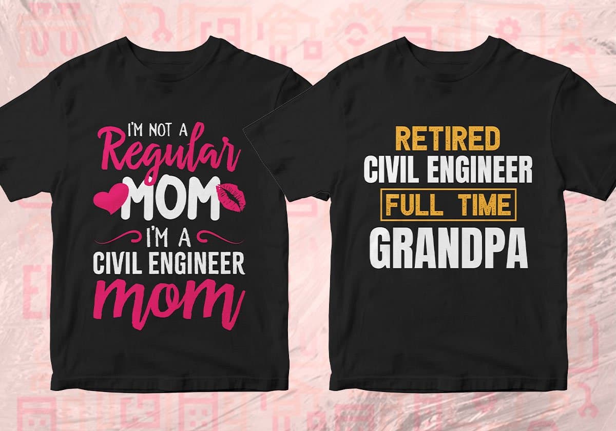 Civil Engineer 25 Editable T-shirt Designs Bundle