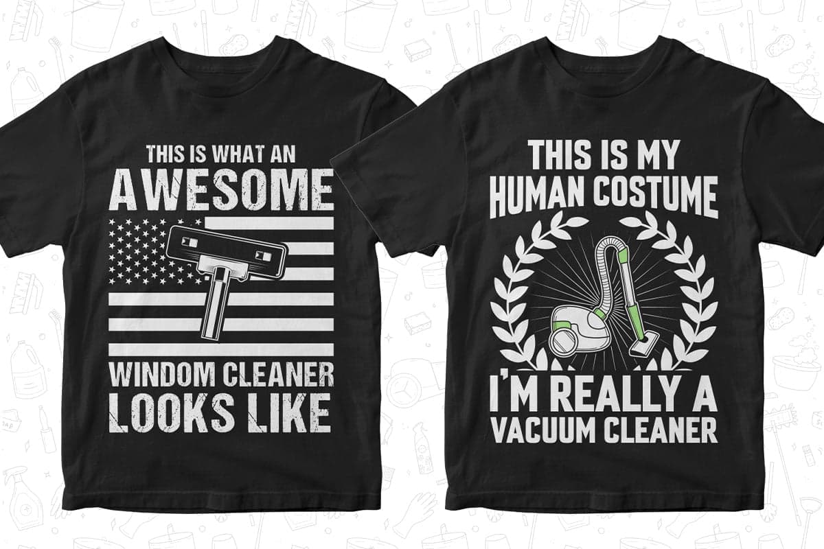 Cleaner 50 Editable T-shirt Designs Bundle Part 1
