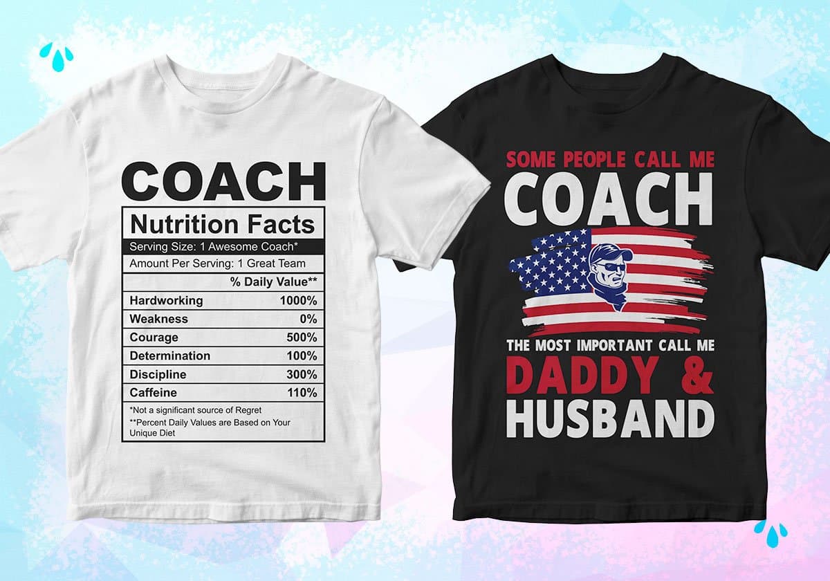 Coach 25 Editable T-shirt Designs Bundle