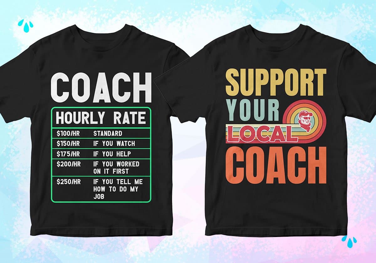 Coach 25 Editable T-shirt Designs Bundle