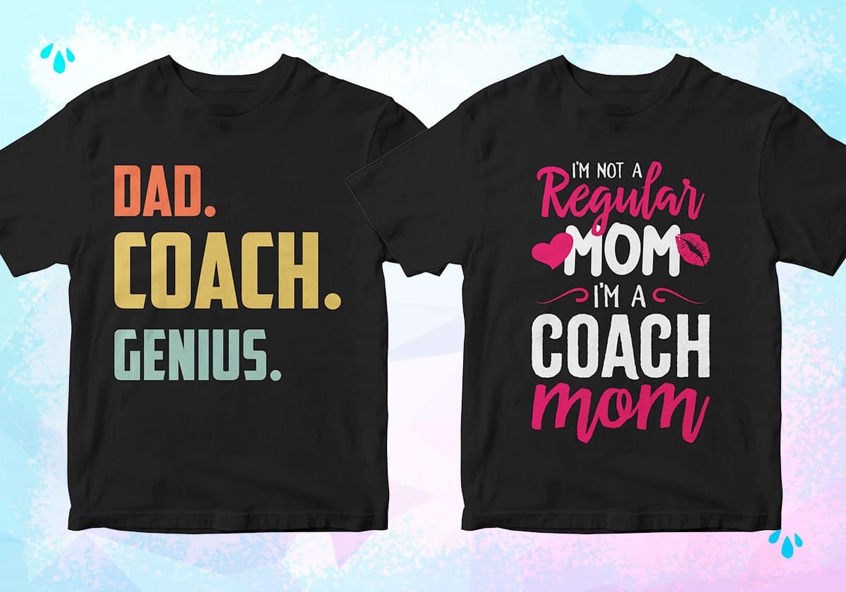 Coach 25 Editable T-shirt Designs Bundle