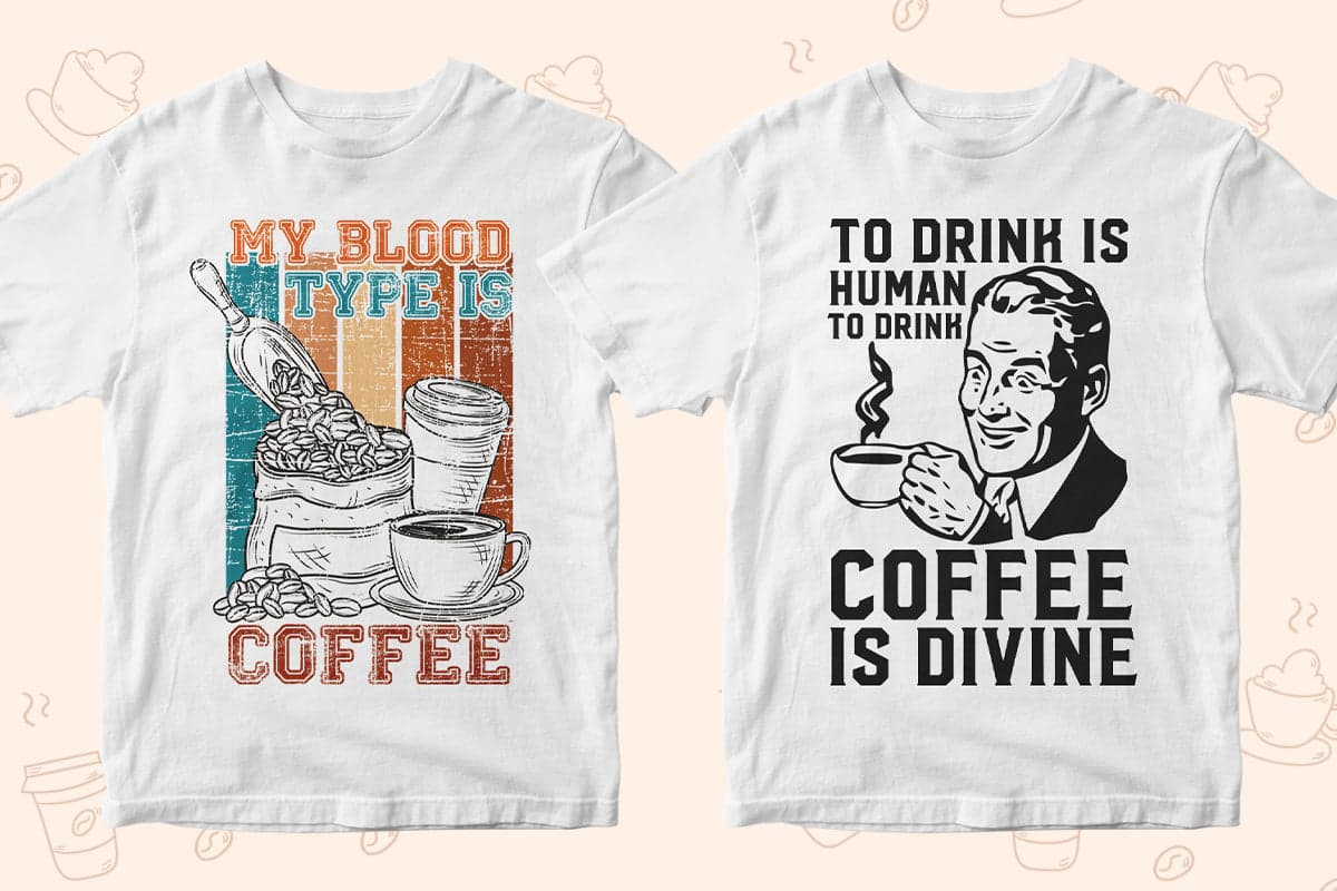Coffee 50 Editable T-shirt Designs Bundle Part 1