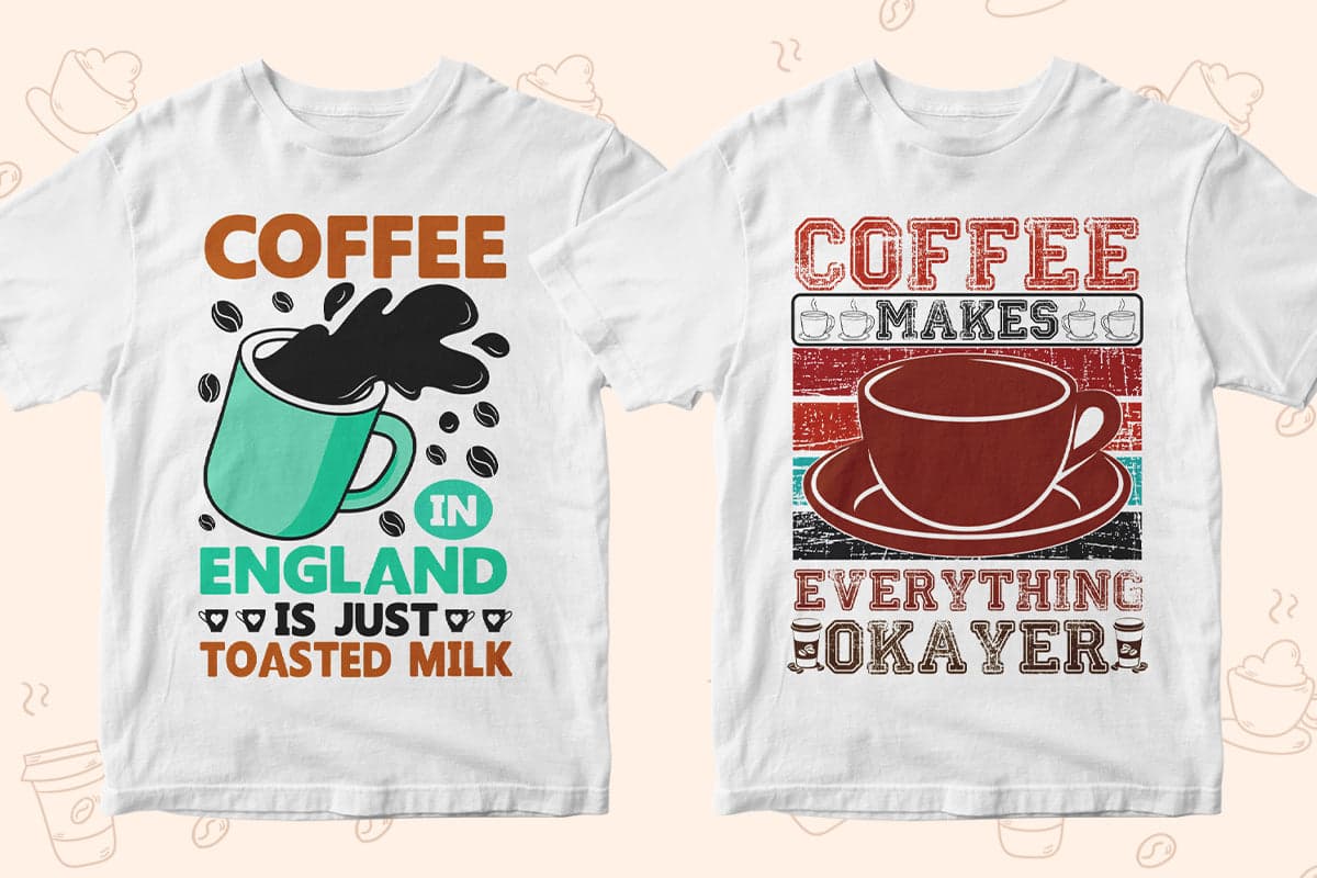 Coffee 50 Editable T-shirt Designs Bundle Part 1