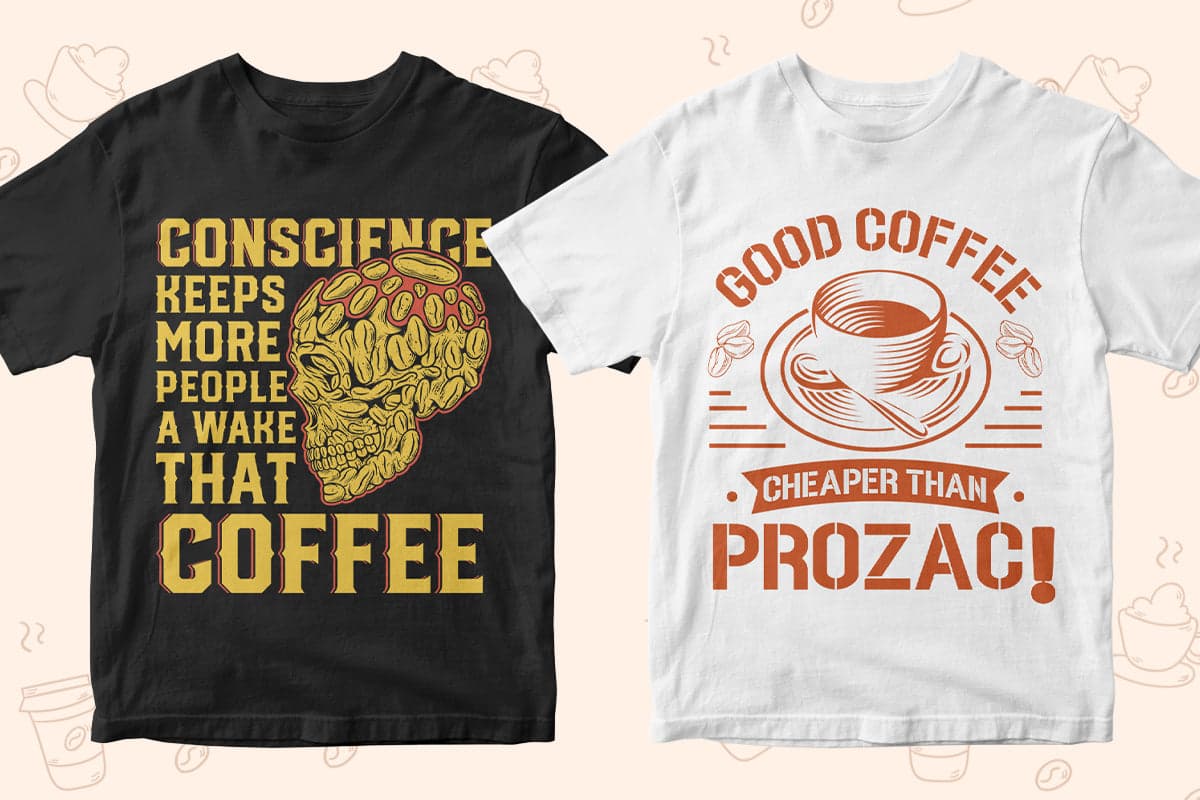 Coffee 50 Editable T-shirt Designs Bundle Part 1