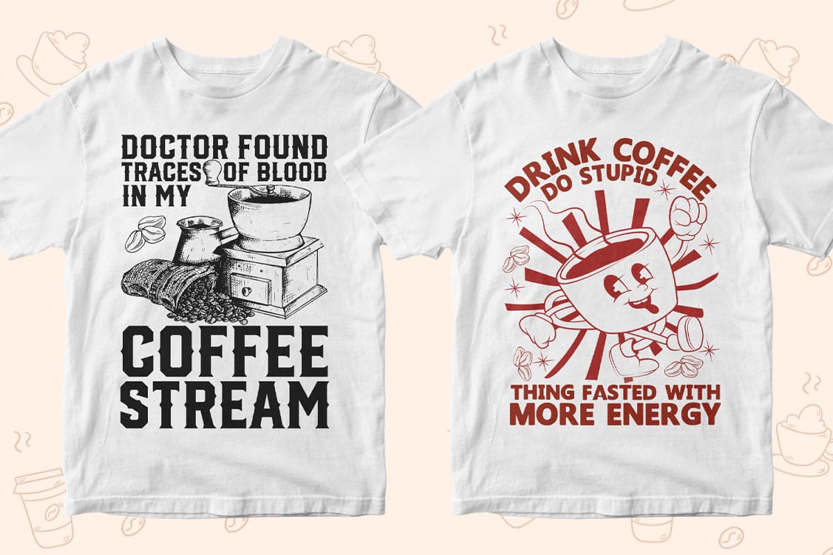 Coffee 50 Editable T-shirt Designs Bundle Part 1
