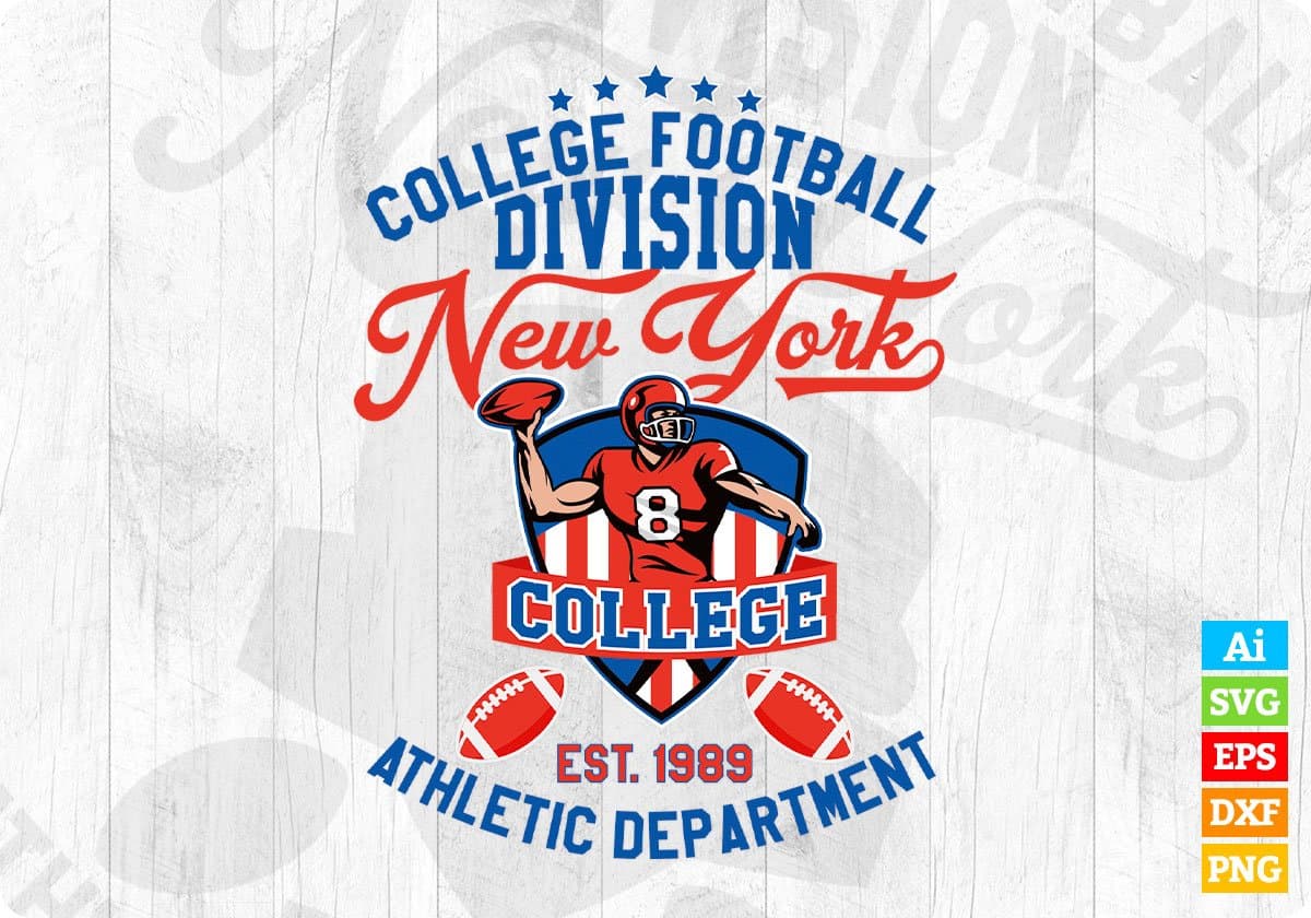 New York Sports & Co Athletic 1991 Athletic Department American Football  Editable T shirt Design Svg Cutting Printable Files