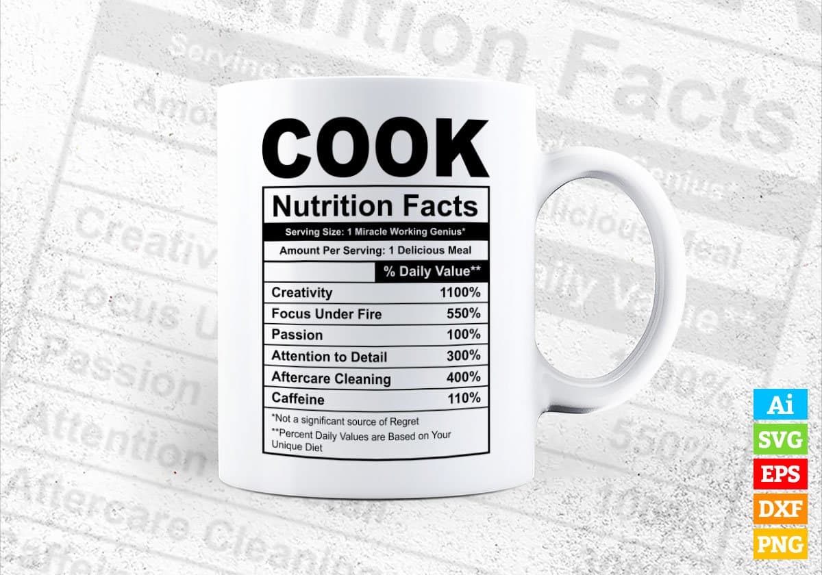 Cook Nutrition Facts Editable Vector T-shirt Design in Ai Svg Files