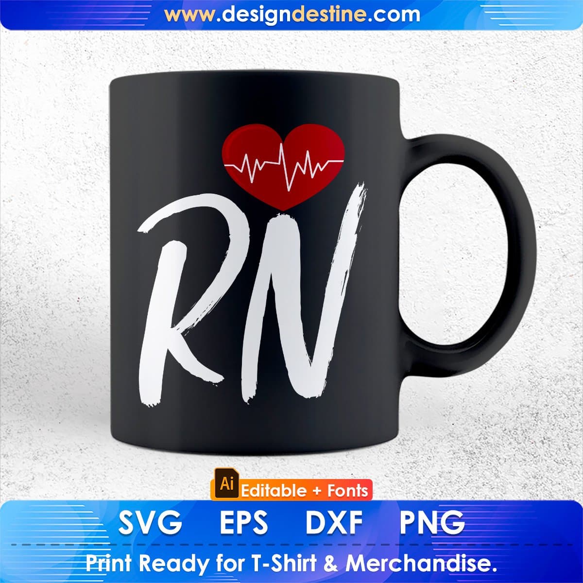 Cool Heartbeat Registered Nurse Rn Nursing Gift Editable T shirt Design In Ai Svg Files