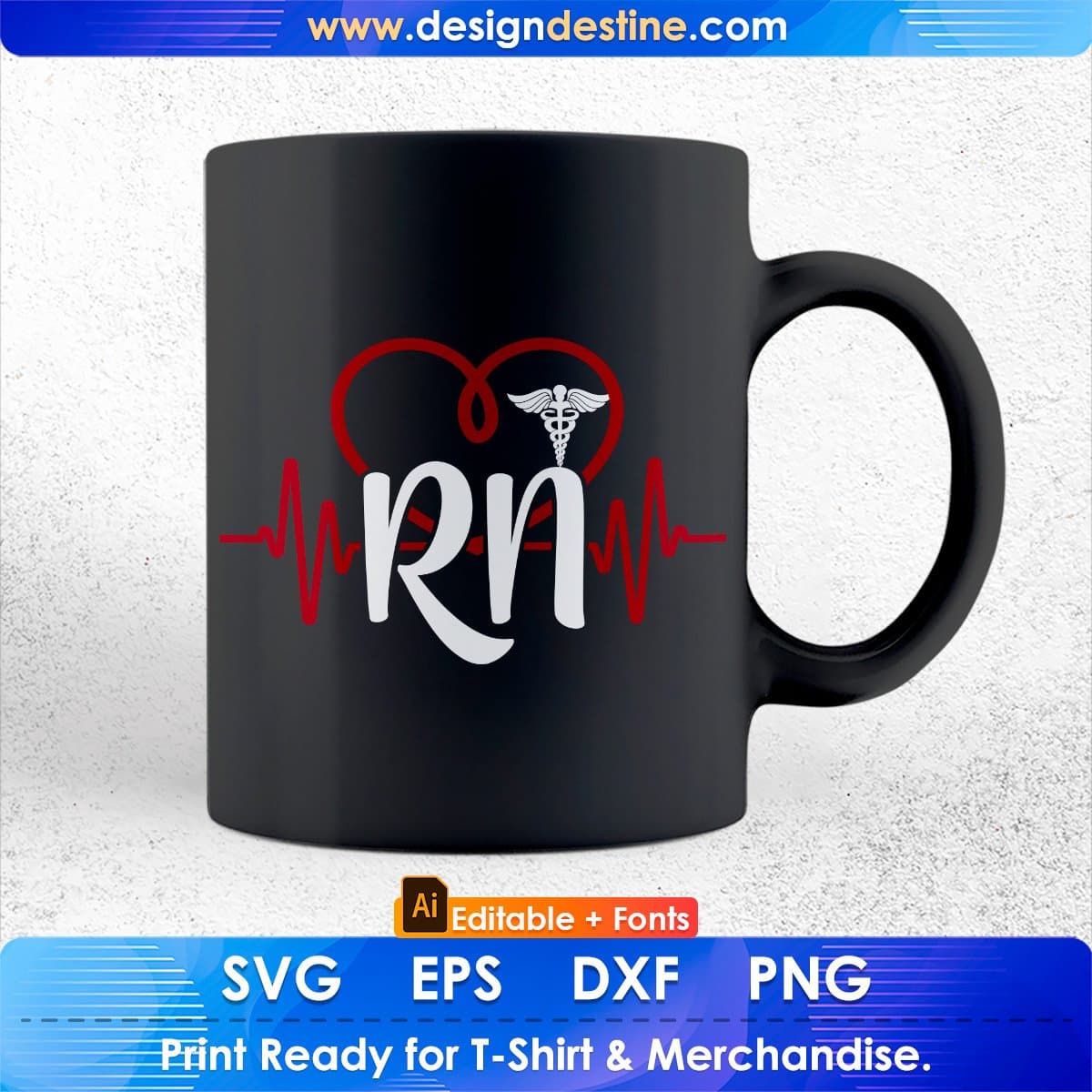 Cool Heartbeat Registered Nurse Rn Nursing Gift Editable T shirt Design In Ai Svg Print Files