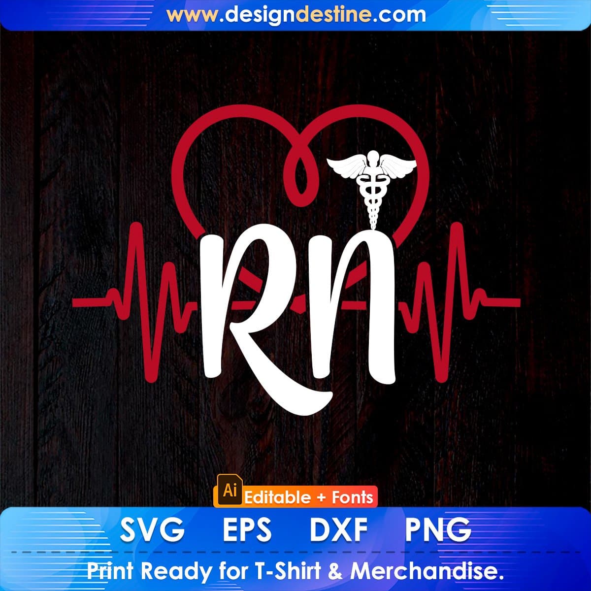 Cool Heartbeat Registered Nurse Rn Nursing Gift Editable T shirt Design In Ai Svg Print Files