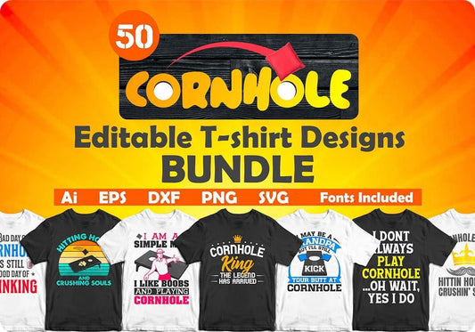 Cornhole 50 Editable T shirt Designs Bundle Part 1