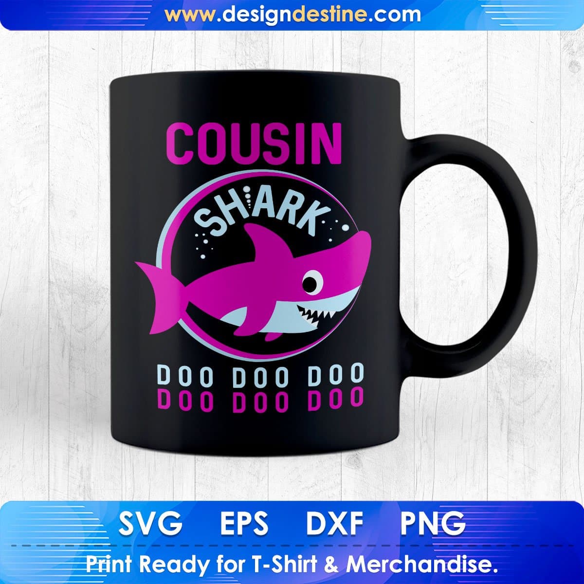 Cousin Shark Girl T shirt Design In Png Svg Cutting Printable Files