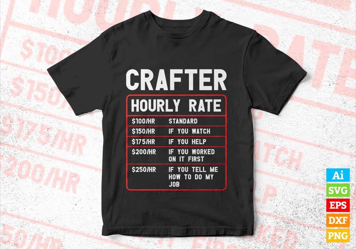 Crafter Hourly Rate Editable Vector T-shirt Designs In Svg Png Printable Files