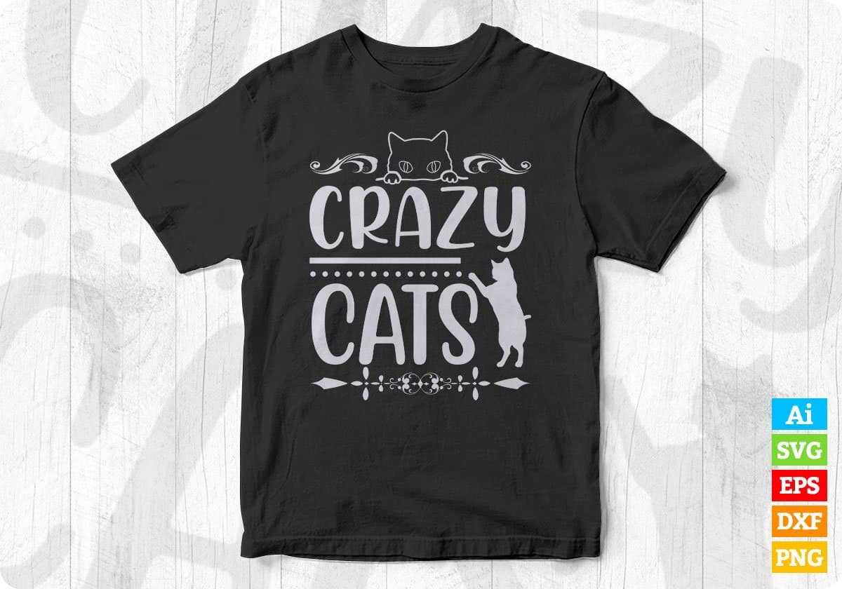 Crazy Cat Lady T shirt Design In Svg Png Cutting Printable Files