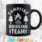 Crazy Dog Campfire Drinking Funny Camping Party Svg T shirt Design.
