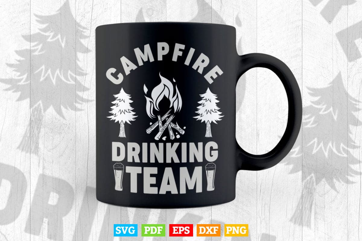 Crazy Dog Campfire Drinking Funny Camping Party Svg T shirt Design.