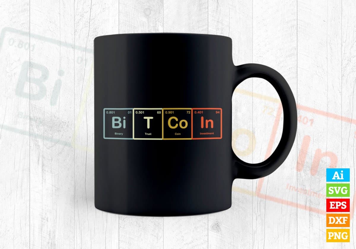 Crypto Bitcoin Periodic Table Funny Editable Vector T-shirt Design in Ai Svg Files
