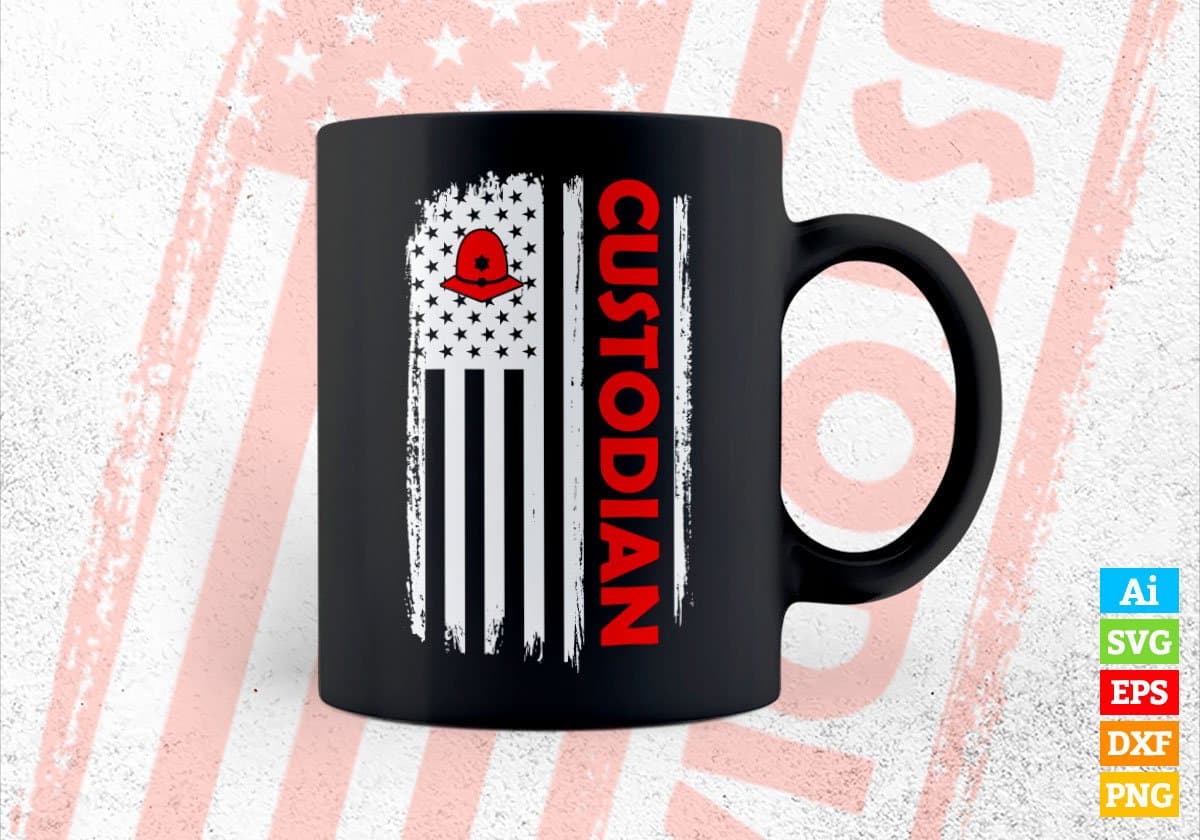 Custodian USA Flag Proud Professions Gift Editable Vector T-shirt Design in Ai Svg Files