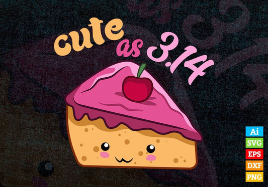 Cute As 3.14 Pi Day Pumpkin Pie Pun Toddler Editable Vector T shirt Design in Svg Png Files