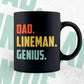 Dad Lineman Genius Father's Day Editable Vector T-shirt Designs Png Svg Files