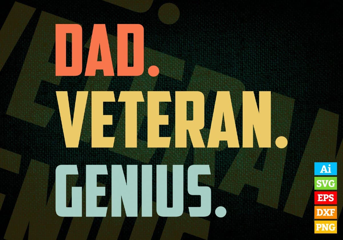 Dad Veteran Genius Father's Day Editable Vector T-shirt Designs Png Svg Files