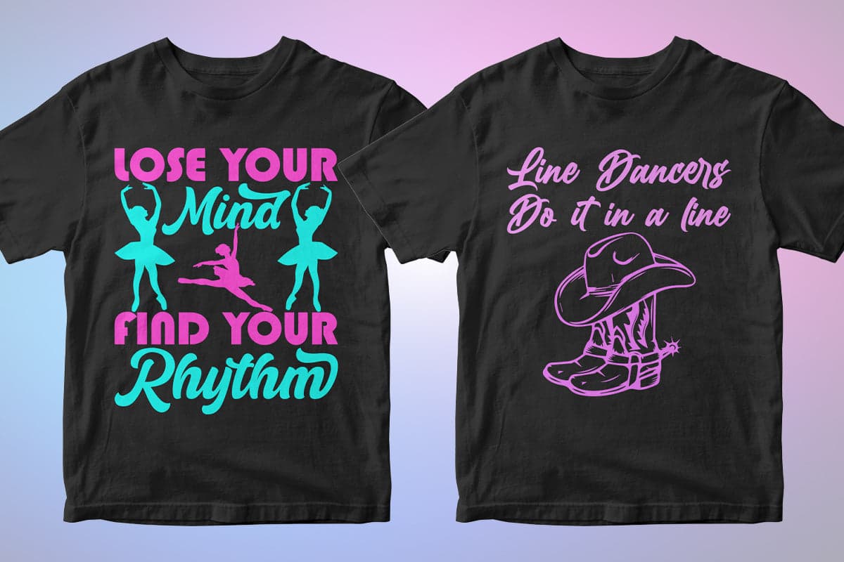 Dancing 50 Editable T-shirt Designs Bundle Part 1