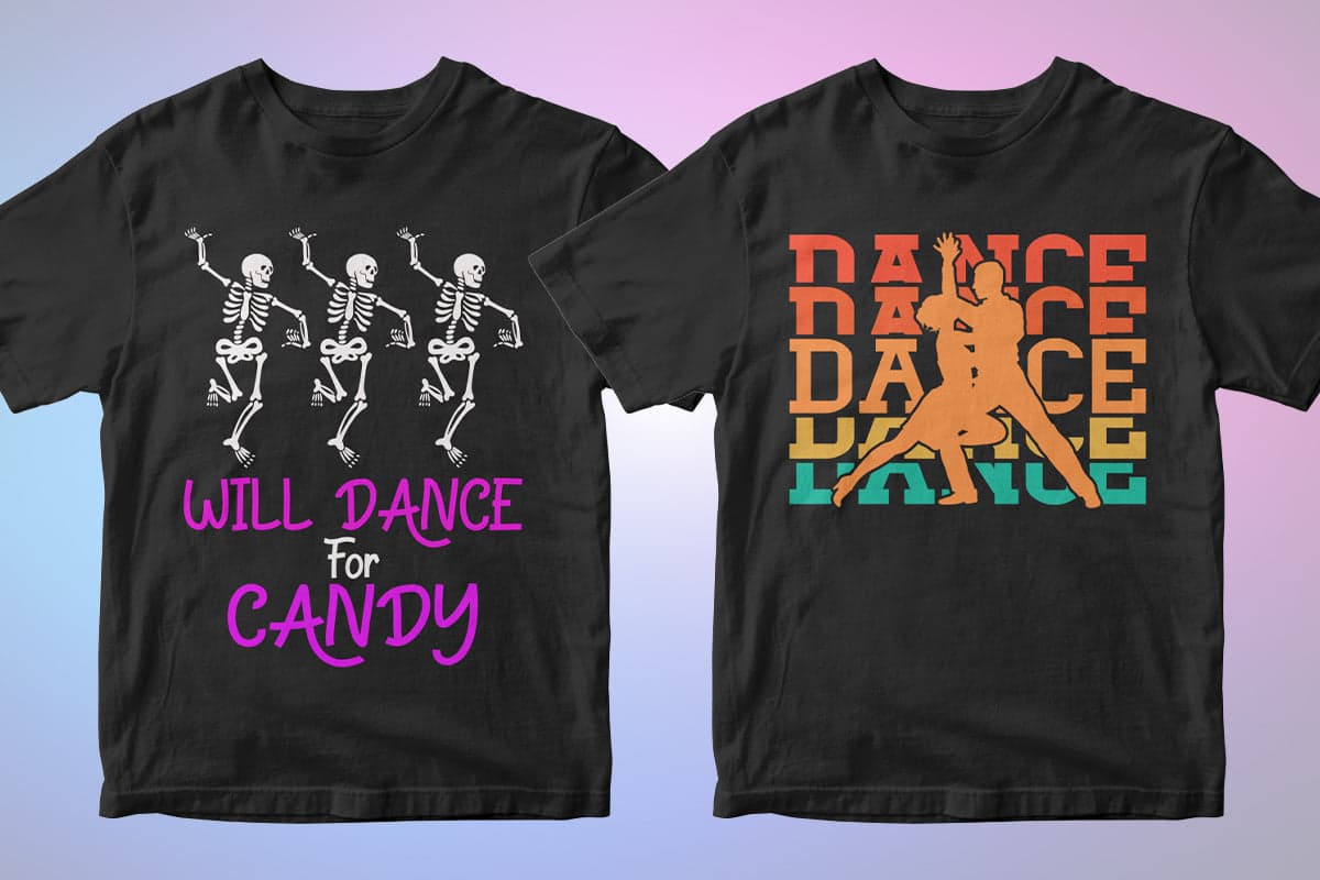 Dancing 50 Editable T-shirt Designs Bundle Part 1