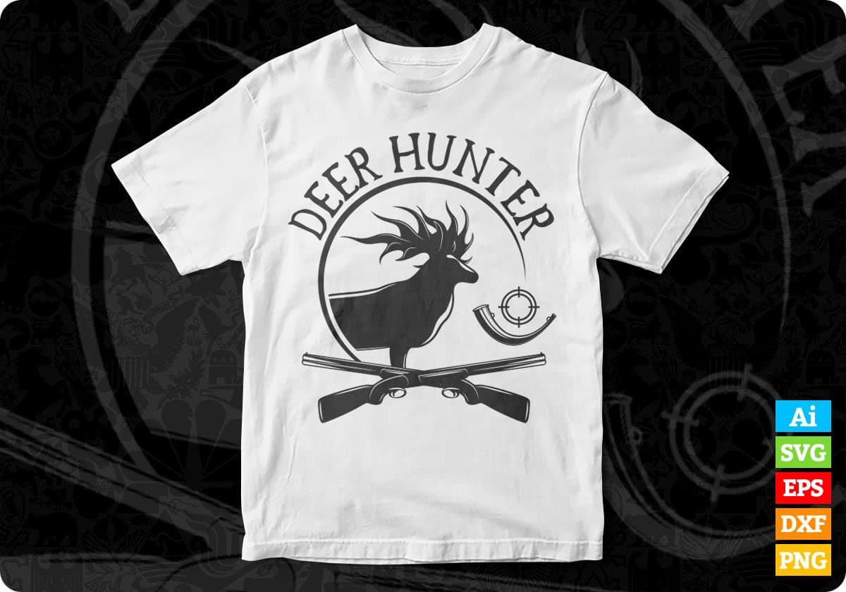 Deer Hunter Hunting T shirt Design In Svg Png Cutting Printable Files